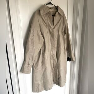 Vintage Lèno Long Leather Coat In Cream Color size Lg
